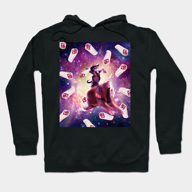 Cowboy Space Cat On Elephant Unicorn - Burrito Hoodie by Random Galaxy